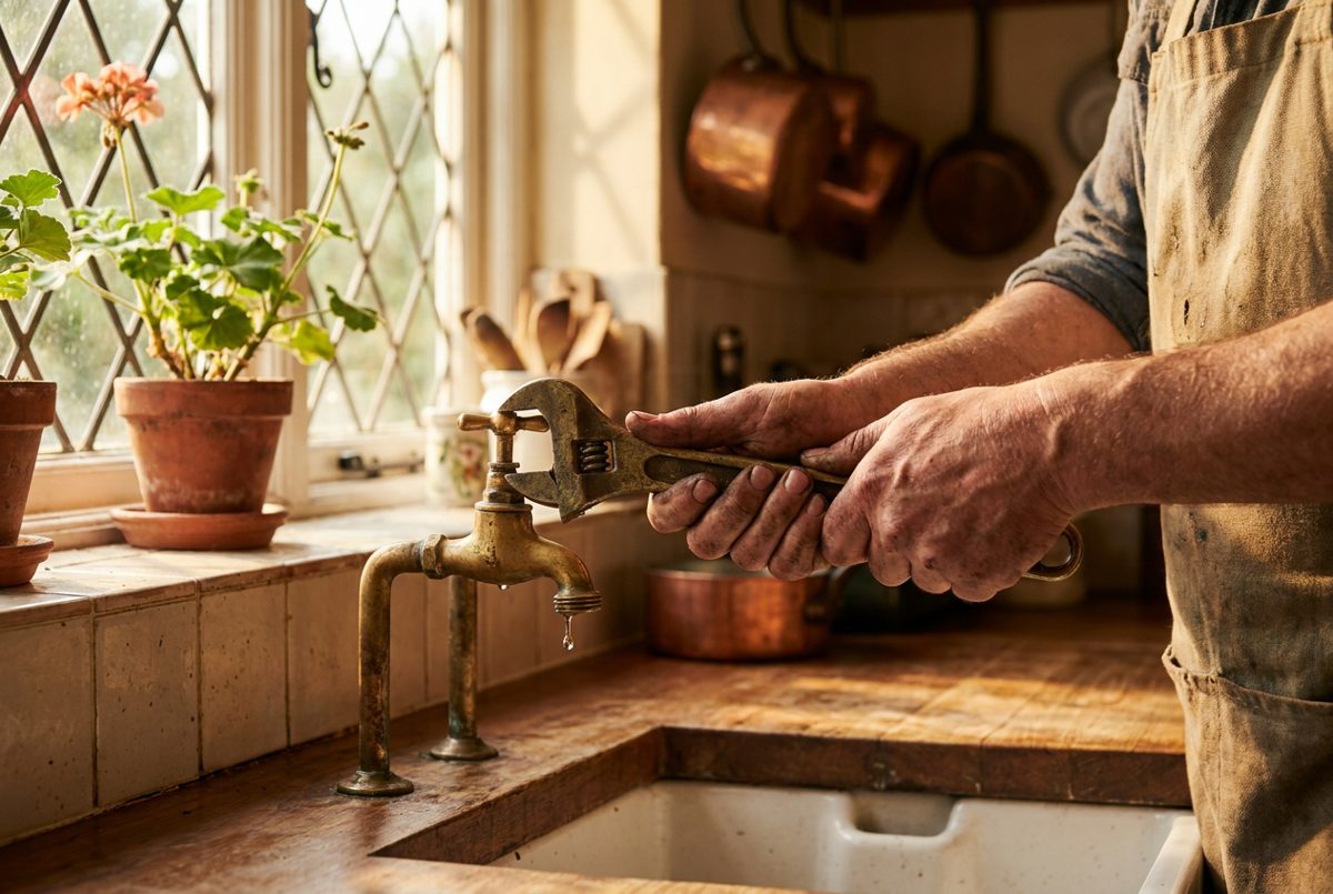 Mending a brass kitchen tap